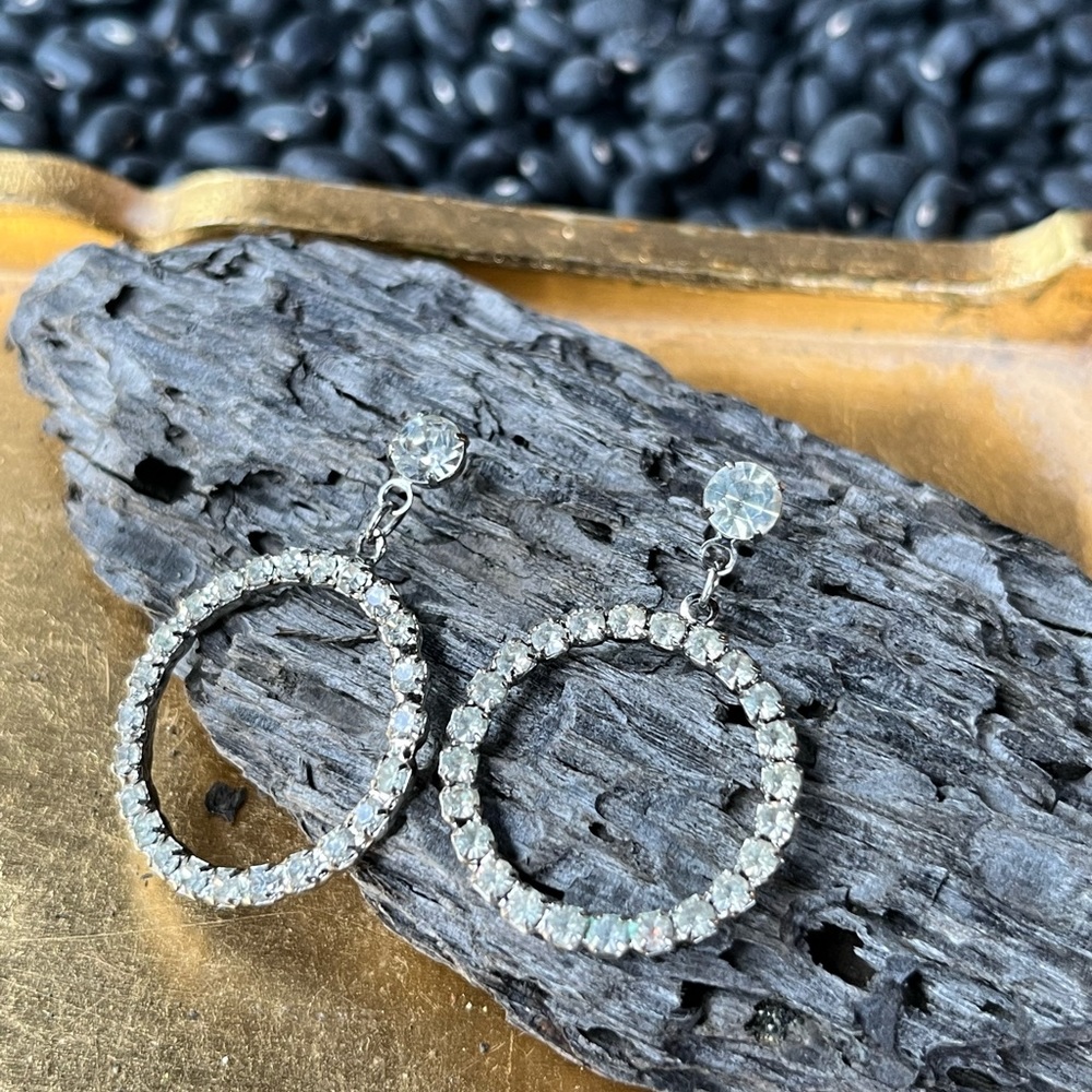 Dangle Drop Hoop Earrings Rhinestone - Picture 6 of 6